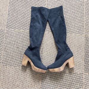 ASOS Black Faux Suede Knee High Platform Boots | 3” Block Heel | Women’s Size 11